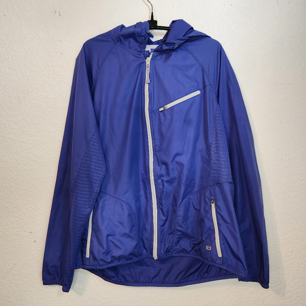 Layer 8 Women's Windbreaker Hooded Quick-Dry Hooded Blue Jacket, Size M